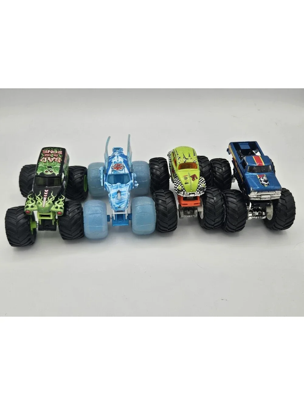 2 Hot Wheels, 2 Monster Jam Lot of 4 With Grave Digger